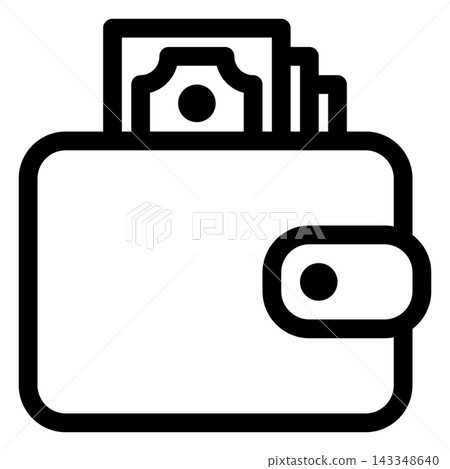 Wallet with Cash Bills Outline Icon for Money, Savings and Financial Concepts Wallet with Cash Bills Outline Icon for Money, Savings and Financial Concepts 143348640