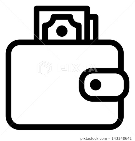 Wallet with Cash Bills Outline Icon for Money, Savings and Financial Concepts Wallet with Cash Bills Outline Icon for Money, Savings and Financial Concepts 143348641