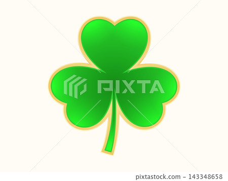Three Green Leaf Clover sign with golden framing or edging. Three Green Leaf Clover sign with golden framing or edging. 143348658