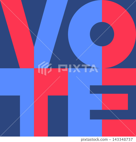 Patriotic Square Vote Poster with Geometric Typography in Red White and Blue Patriotic Square Vote Poster with Geometric Typography in Red White and Blue 143348737
