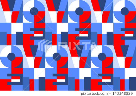 Geometric Vote Word Seamless Pattern in Red White and Blue for Election Design Geometric Vote Word Seamless Pattern in Red White and Blue for Election Design 143348829