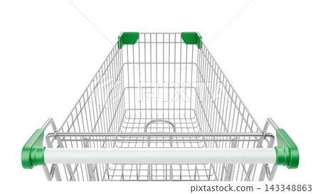 First-Person View of Shopping Cart on Isolated White Background, Empty Retail Trolley, 3D Render First-Person View of Shopping Cart on Isolated White Background, Empty Retail Trolley, 3D Render 143348863