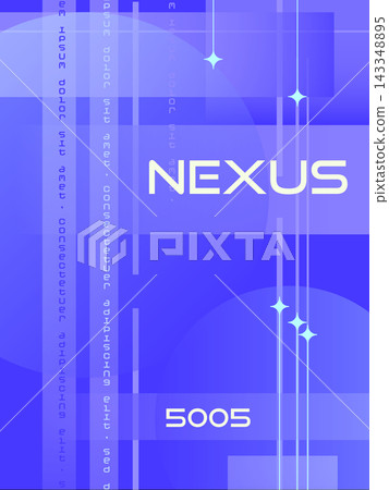 Futuristic White and Blue Abstract Poster with Geometric Digital Elements Futuristic White and Blue Abstract Poster with Geometric Digital Elements 143348895