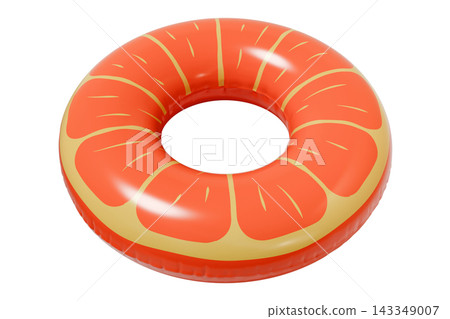 Orange Inflatable Swim Ring, Summer Pool Float Isolated on White Background. 3d rendering Orange Inflatable Swim Ring, Summer Pool Float Isolated on White Background. 3d rendering 143349007