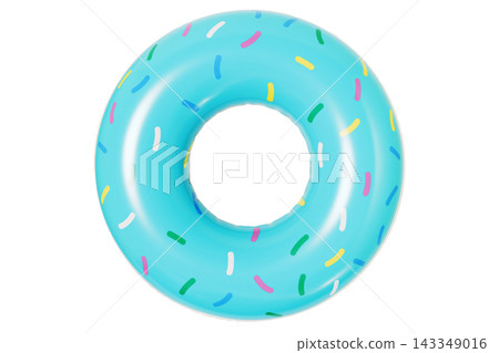 Donut Inflatable Swim Ring, Summer Pool Float Isolated on White Background. 3d rendering Donut Inflatable Swim Ring, Summer Pool Float Isolated on White Background. 3d rendering 143349016