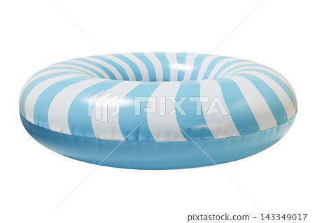 Striped retro Inflatable Swim Ring Summer Pool Float Isolated on White Background. 3d rendering Striped retro Inflatable Swim Ring Summer Pool Float Isolated on White Background. 3d rendering 143349017