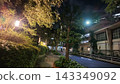 夜晚的西新宿街邊，路邊樹木燈火通明。 143349092