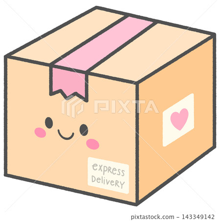 Cute Smiling Parcel Box Character for Express Delivery Cute Smiling Parcel Box Character for Express Delivery 143349142