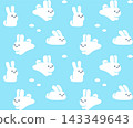 Cute bunnies pattern on blue background 143349643