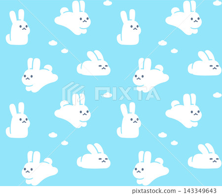 Cute bunnies pattern on blue background 143349643