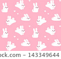 Cute bunnies pattern on pink background 143349644