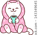 Cute cartoon cat in blanket 143349645