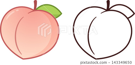 Cartoon peach drawing Cartoon peach drawing 143349650