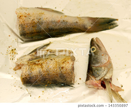 fresh fish on ice 143350897