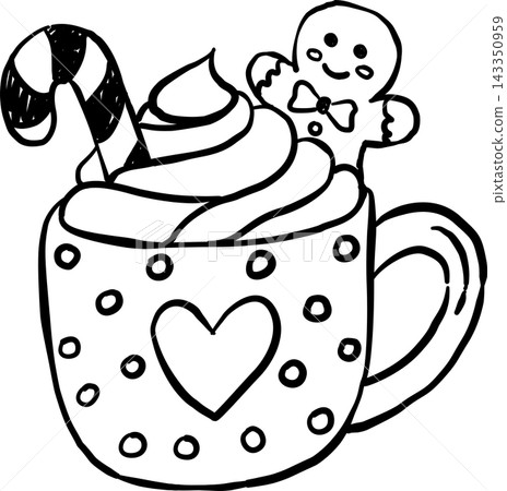 Christmas Mug with Candy Cane and Gingerbread Cookie Christmas Mug with Candy Cane and Gingerbread Cookie 143350959