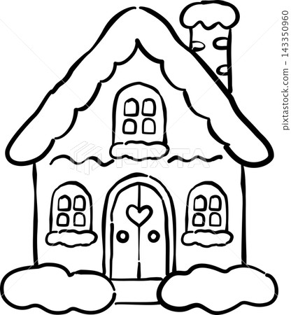 Cozy Christmas Gingerbread House with Snowy Roof Cozy Christmas Gingerbread House with Snowy Roof 143350960