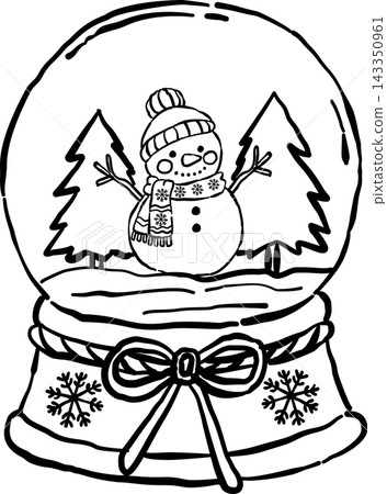 Christmas Snow Globe with Snowman and Evergreen Trees Christmas Snow Globe with Snowman and Evergreen Trees 143350961