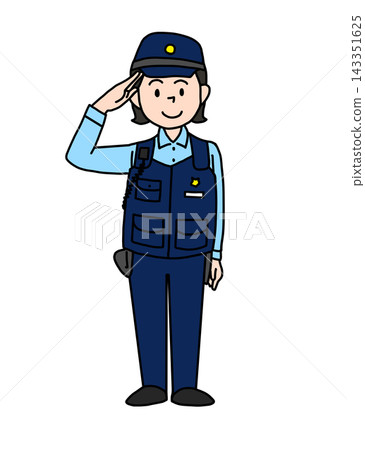 圖解:一位面帶微笑的女警官正在敬禮。 圖解:一位面帶微笑的女警官正在敬禮。 143351625