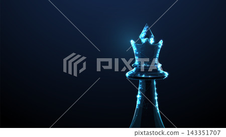 Close up the queen chess piece forms lines, triangles, and particle style design. Illustration vector Close up the queen chess piece forms lines, triangles, and particle style design. Illustration vector 143351707