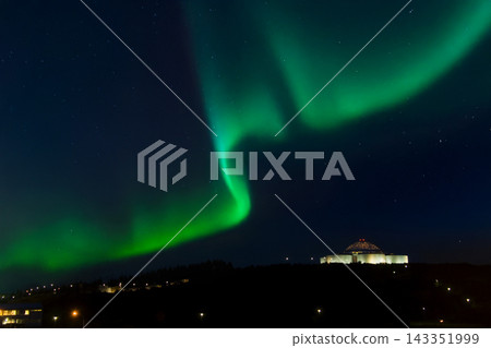 Aurora Borealis over the Perlan on Oskjuhlid Hill in Reykjavik - Iceland Aurora Borealis over the Perlan on Oskjuhlid Hill in Reykjavik - Iceland 143351999