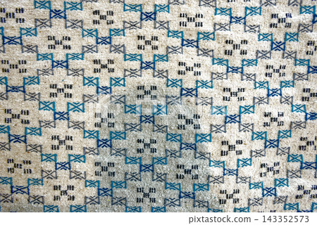 Traditional Tunisian Margoum Wool Carpet with Colorful Geometric Motifs Traditional Tunisian Margoum Wool Carpet with Colorful Geometric Motifs 143352573