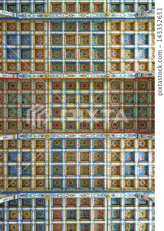 Intricate Painted Wooden Ceiling in Acropolium of Carthage Tunisia Intricate Painted Wooden Ceiling in Acropolium of Carthage Tunisia 143352651