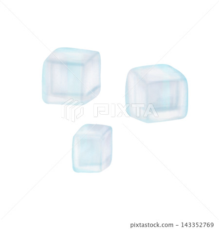 A collection with ice cubes, on a white background, for universal use in design. Watercolor illustrations, hand-drawn. A collection with ice cubes, on a white background, for universal use in design. Watercolor illustrations, hand-drawn. 143352769