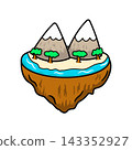 Floating island with snowcapped mountains mascot trees and water 143352927