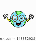 Happy earth mascot with glasses giving thumbs up 143352928