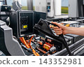 Electric truck. Close up of inlet 143352981