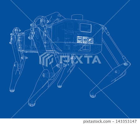 robotic quadruped blueprint illustration. Vector 143353147