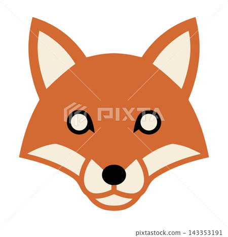 Cute orange fox head illustration with big eyes and white cheeks Cute orange fox head illustration with big eyes and white cheeks 143353191