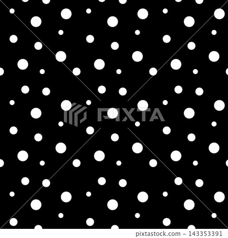 White polka dots seamless pattern on black background 143353391