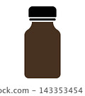 Brown spice bottle with black cap isolated on white background simple icon 143353454