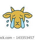 Sad cartoon goat crying tears of sorrow and distress 143353457