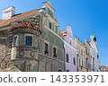 Telc. Renaissance corner house on Zacharias Square in the Czech Republic. 143353971