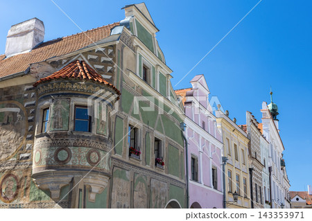 Telc. Renaissance corner house on Zacharias Square in the Czech Republic. Telc. Renaissance corner house on Zacharias Square in the Czech Republic. 143353971