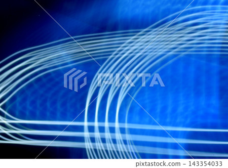 A unique abstract light pattern of curved blue and white lines. A unique abstract light pattern of curved blue and white lines. 143354033
