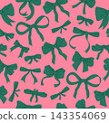Holiday ribbon pattern. Curved bows and tied ribbons colorful seamless background, xmas decoration flat vector illustration. Wrapping paper and seasonal textile design 143354069