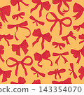 Ribbon bow pattern. Decorative tied bows arranged on seamless background flat vector illustration. Gift wrap and festive textile design 143354070