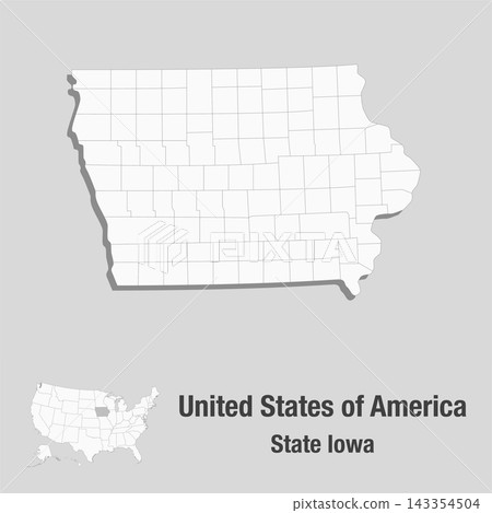 Detailed vector map of the USA - State Iowa 143354504
