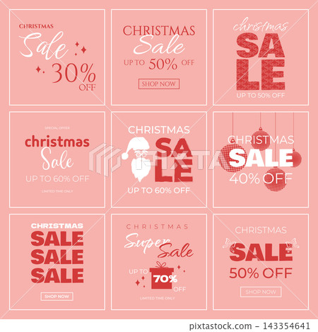 Set of Christmas sale templates. Various sale banners for Christmas season. Vector illustration Set of Christmas sale templates. Various sale banners for Christmas season. Vector illustration 143354641