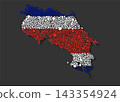 Silhouette map Costa Rica, flag from color dots 143354924