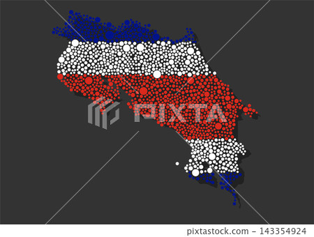 Silhouette map Costa Rica, flag from color dots 143354924