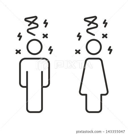 Flat icon of depression, sad man and woman Flat icon of depression, sad man and woman 143355047