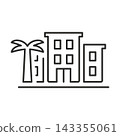 flat hotel icon, vacation symbol 143355061