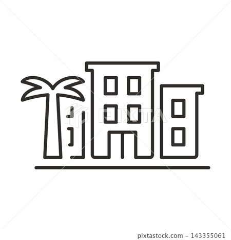 flat hotel icon, vacation symbol flat hotel icon, vacation symbol 143355061