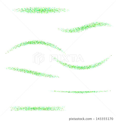 Set of abstract green waves from small shiny dots and confetti on white background. Eps 10 Set of abstract green waves from small shiny dots and confetti on white background. Eps 10 143355170