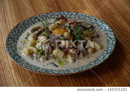 Rich and Creamy Italian Porcini Mushroom Gnocchi Pasta Rich and Creamy Italian Porcini Mushroom Gnocchi Pasta 143355283