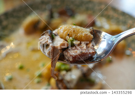 Rich and Creamy Italian Porcini Mushroom Gnocchi Pasta Rich and Creamy Italian Porcini Mushroom Gnocchi Pasta 143355298